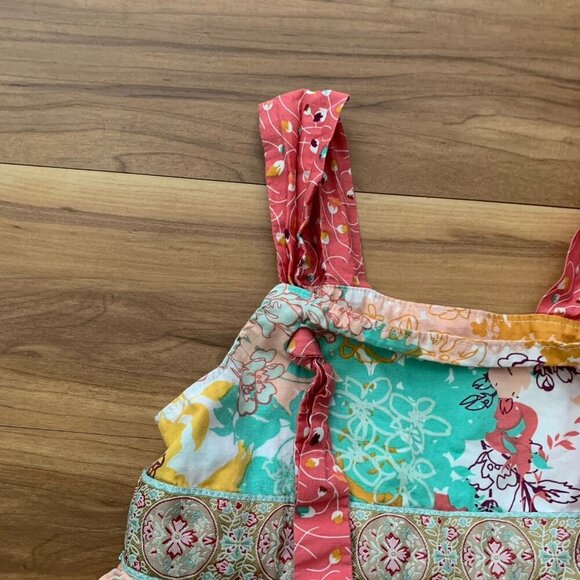A Little Posh Size 5 Girl’s Multicolored Dress Adjustable Knotted Straps Floral - Picture 6 of 8